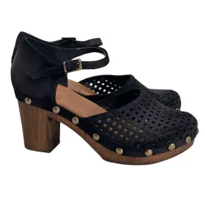 Eric Michael Black Wood Gigi Clog Sandals