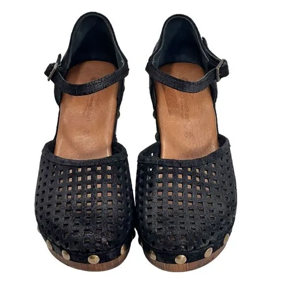 Eric Michael Black Wood Gigi Clog Sandals