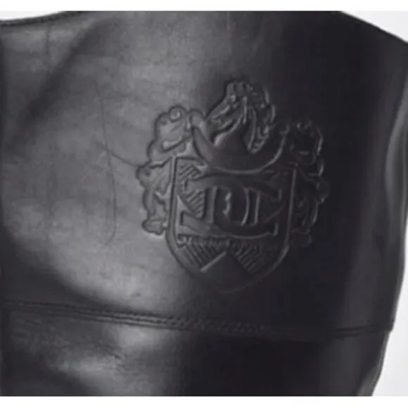 Etienne Aigner Black Leather Riding Boots Size 6.5M