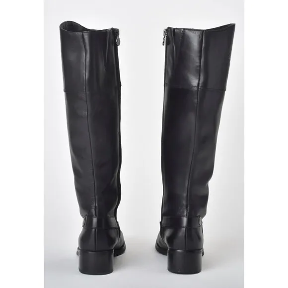 Etienne Aigner Black Leather Riding Boots Size 6.5M