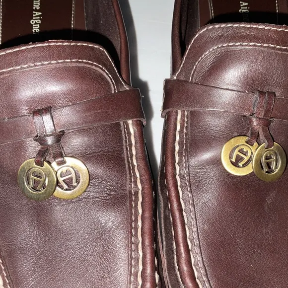 ETIENNE AIGNER Leather Loafers Flats Size 9 Brown