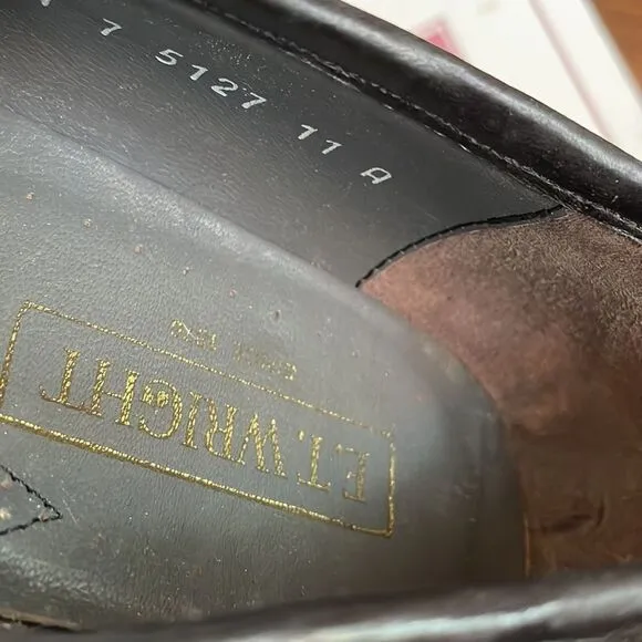 E.T. Wright Tassel Deerskin black leather slip on loafers