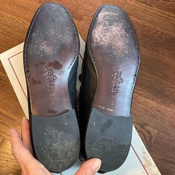 E.T. Wright Tassel Deerskin black leather slip on loafers