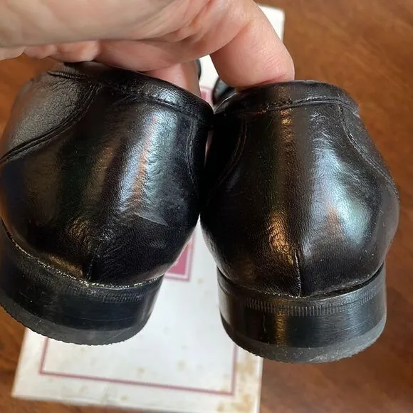 E.T. Wright Tassel Deerskin black leather slip on loafers