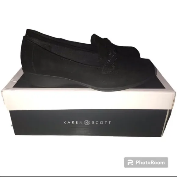 EUC Karen Scott Joonne Black Micro Loafers Women’s Size 6W