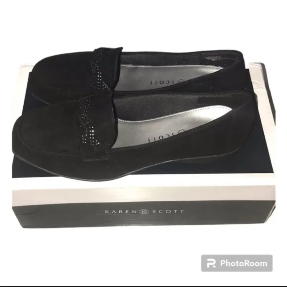 EUC Karen Scott Joonne Black Micro Loafers Women’s Size 6W