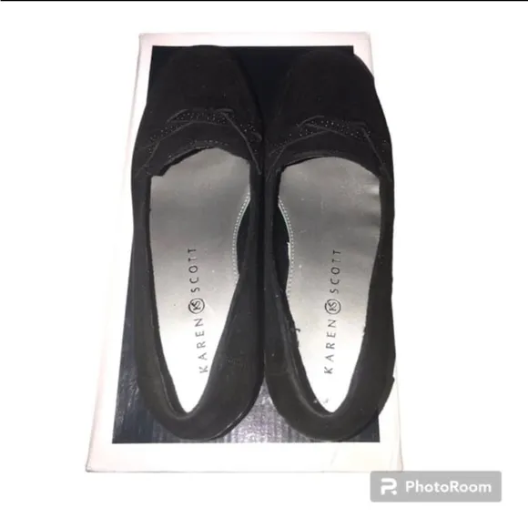 EUC Karen Scott Joonne Black Micro Loafers Women’s Size 6W