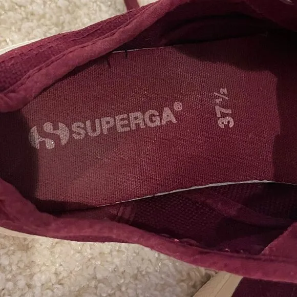 EUC Superga Cotu 2750 Canvas Upper Low Top Sneakers in Burgundy EU Size 37.5
