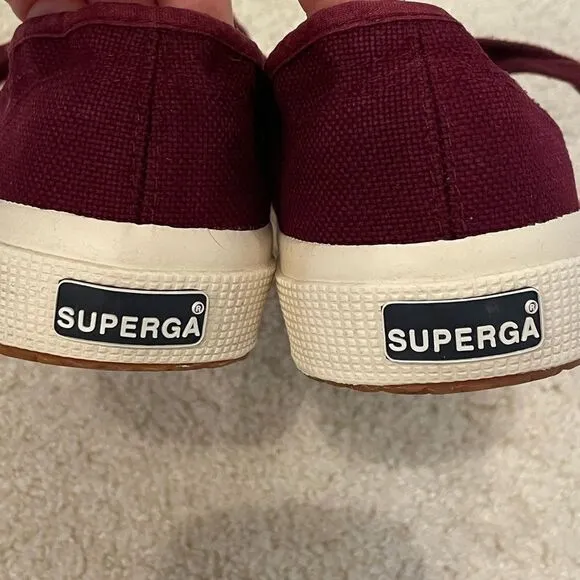 EUC Superga Cotu 2750 Canvas Upper Low Top Sneakers in Burgundy EU Size 37.5