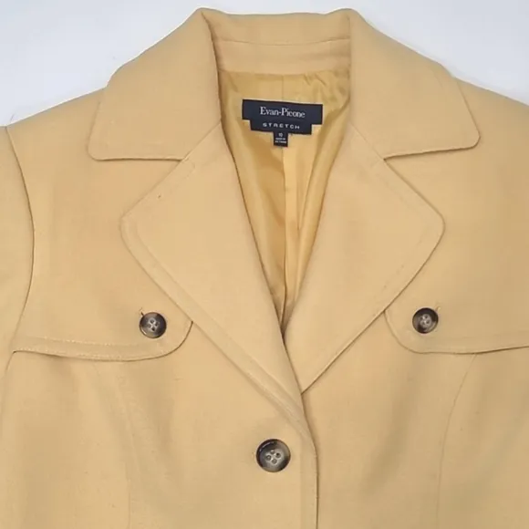 Evan Picone Stretch Single-Breasted Metro Coat Lined Lady Day Peacoat Jacket 10