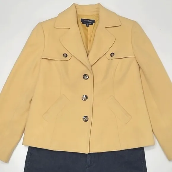 Evan Picone Stretch Single-Breasted Metro Coat Lined Lady Day Peacoat Jacket 10