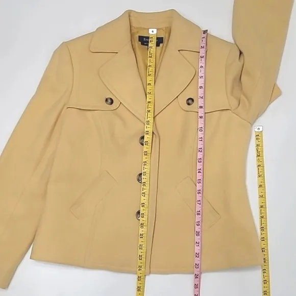 Evan Picone Stretch Single-Breasted Metro Coat Lined Lady Day Peacoat Jacket 10