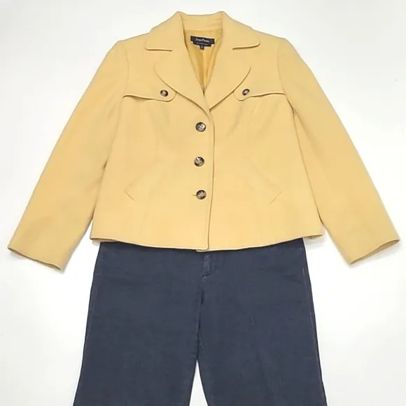 Evan Picone Stretch Single-Breasted Metro Coat Lined Lady Day Peacoat Jacket 10