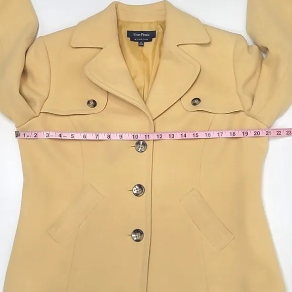 Evan Picone Stretch Single-Breasted Metro Coat Lined Lady Day Peacoat Jacket 10