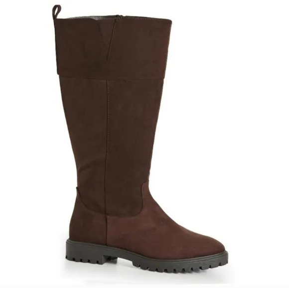 Evans Zelda Riding Faux Suede Riding Boots