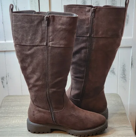 Evans Zelda Riding Faux Suede Riding Boots