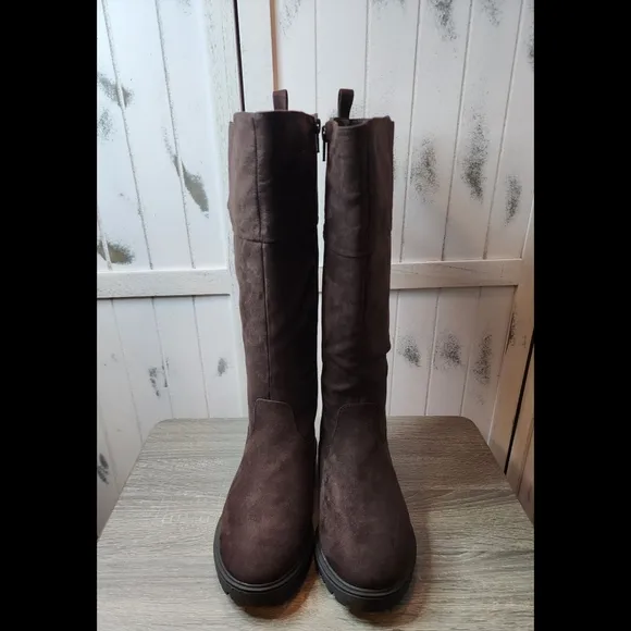Evans Zelda Riding Faux Suede Riding Boots