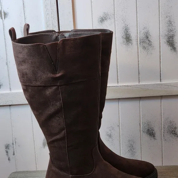 Evans Zelda Riding Faux Suede Riding Boots