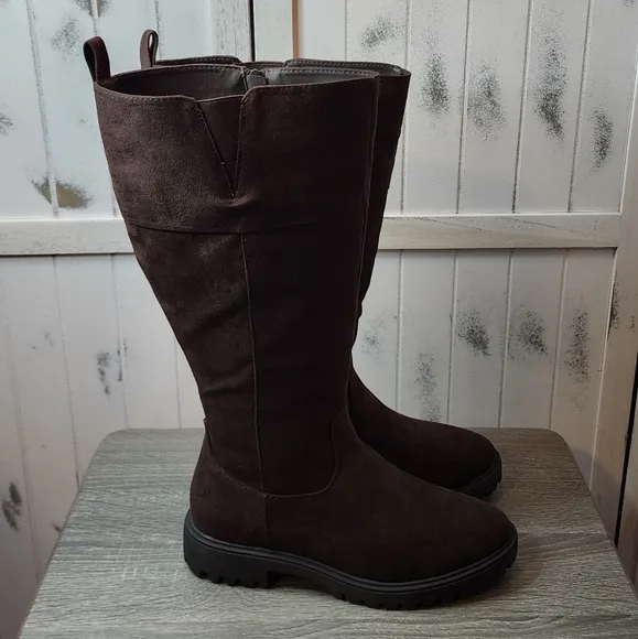 Evans Zelda Riding Faux Suede Riding Boots
