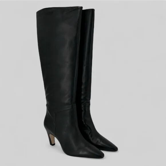 Everlane The Banana Boot Knee High Heel Leather Black Pull On Boots Size 11 New