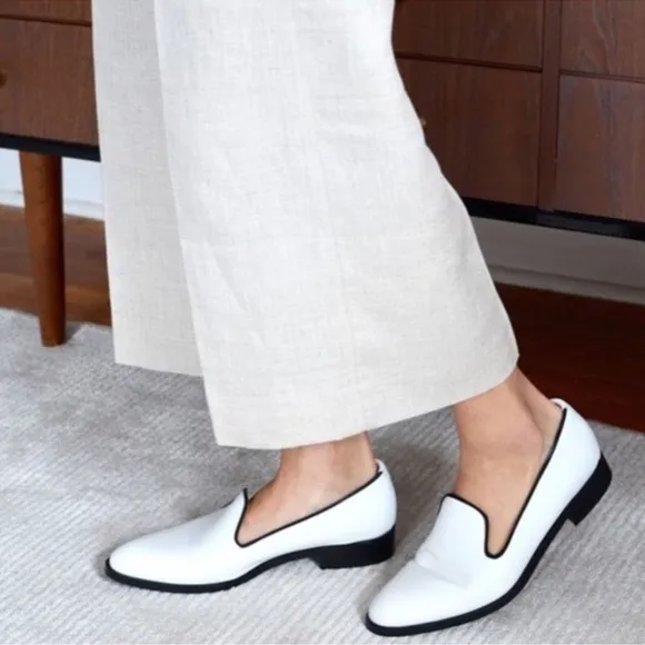 Everlane White and Black Slip-On Loafers