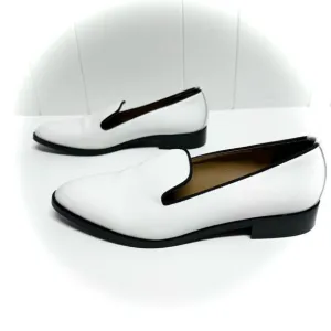 Everlane White and Black Slip-On Loafers