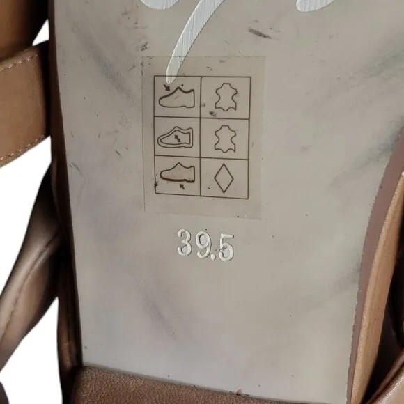Everybody by BZ Moda Ankle Strap Heeled Leather Sandals Tan Size 39.5
