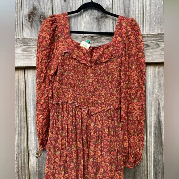 Farm Rio Floral Rust Maxi Dress