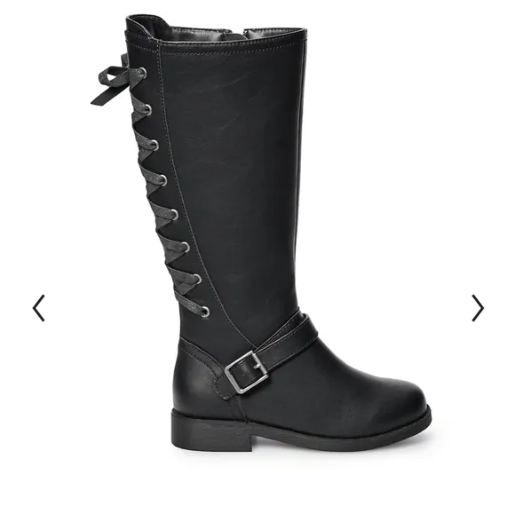 Faux leather BROWN riding boots lace up zip 13 1 cy