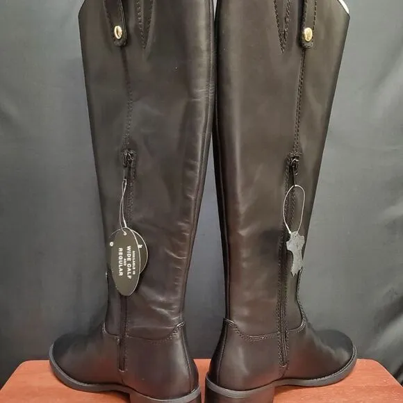 FAWNE WIDE CALF International Concepts Size 6M Black Leather Riding Boots
