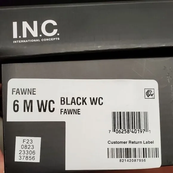 FAWNE WIDE CALF International Concepts Size 6M Black Leather Riding Boots