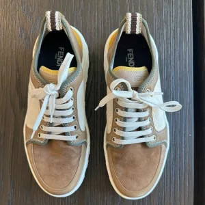 Fendi Men's Sneakers – Leather &amp; Canvas – Size 7 (Women’s 8.5) 👟