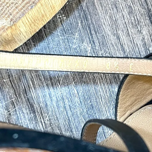 *Ferragamo | Cork Wedge Strappy Sandals in Black Leather Size 8.5C