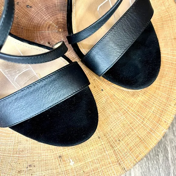 *Ferragamo | Cork Wedge Strappy Sandals in Black Leather Size 8.5C