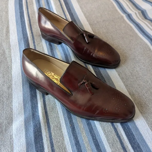 Ferregamo Brown Leather Loafers with Tassels