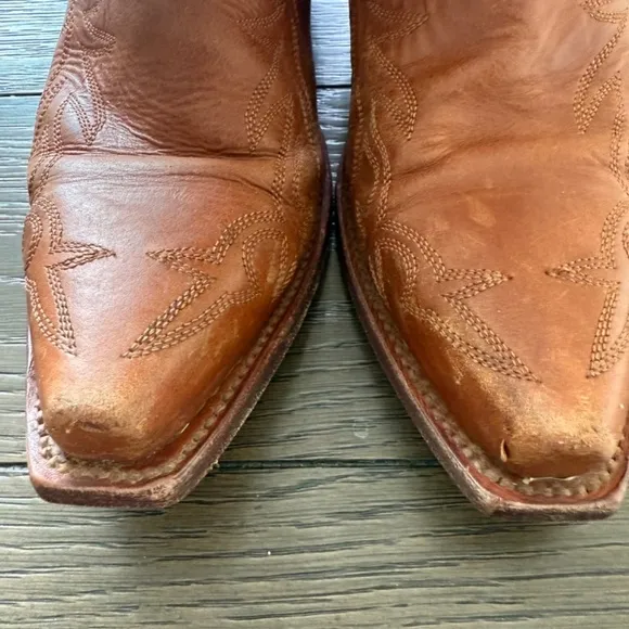 FERRINI WOMEN'S Cowgirl Boots Criss embroidered Cross Inlay pointed Toe 7.5 2088