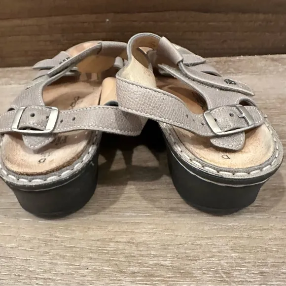 Finn Comfort ADANA Gray Leather Open Toe Wedge Heel Sandals size UK 4.5 US 7