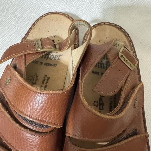 Finn Comfort Germany Women's 8/ 39 Sylt Brown Slingback Sandals Shoes Comfort