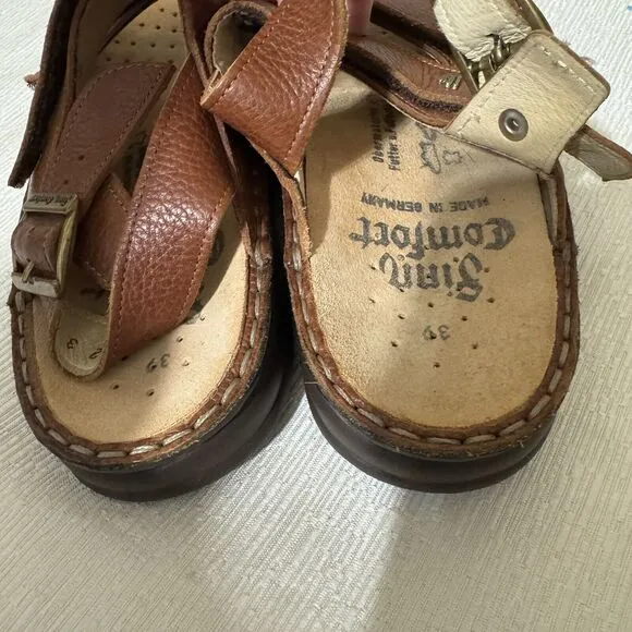 Finn Comfort Germany Women's 8/ 39 Sylt Brown Slingback Sandals Shoes Comfort