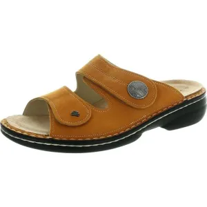 Finn Comfort Mens Orange Adjustable Suede Slide Sandals New
