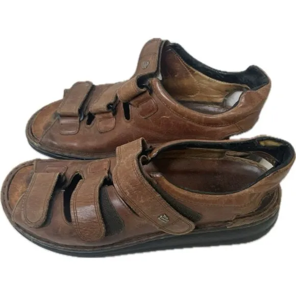 Finn Comfort Men's Tunis Sandals Brown Genuine Leather EU 41 US 8