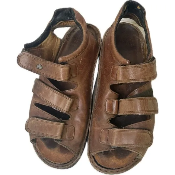 Finn Comfort Men's Tunis Sandals Brown Genuine Leather EU 41 US 8