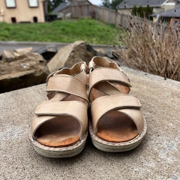 Finn Comfort Sandals Womens Size 7 Gomera Strappy Slingback Buckle Beige…