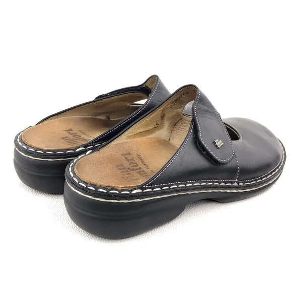 Finn Comfort Stanford Black Leather Mule Sandals EUR 38 D