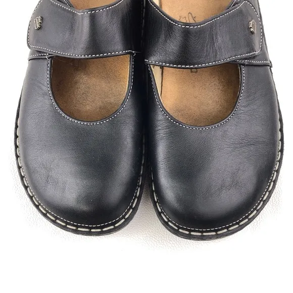 Finn Comfort Stanford Black Leather Mule Sandals EUR 38 D
