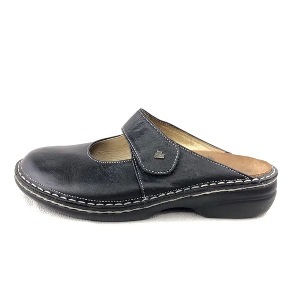 Finn Comfort Stanford Black Leather Mule Sandals EUR 38 D