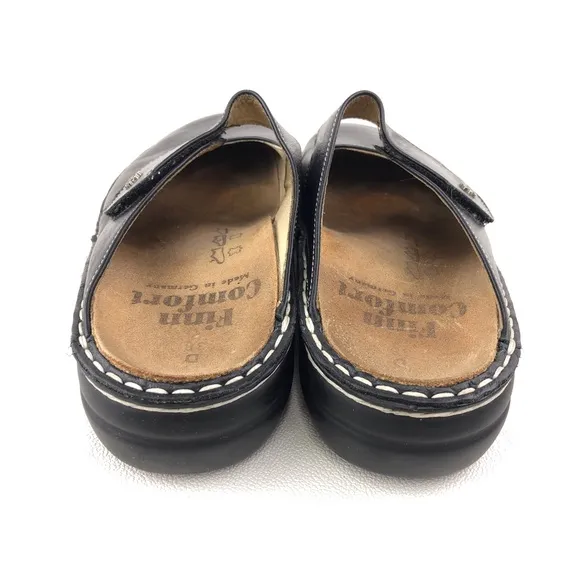Finn Comfort Stanford Black Leather Mule Sandals EUR 38 D