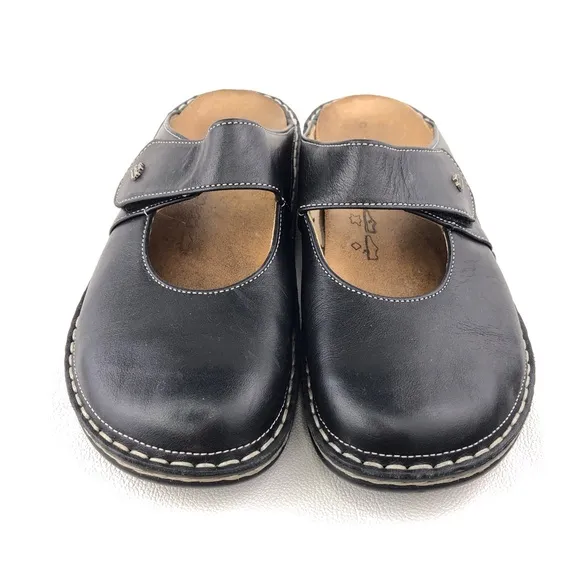 Finn Comfort Stanford Black Leather Mule Sandals EUR 38 D