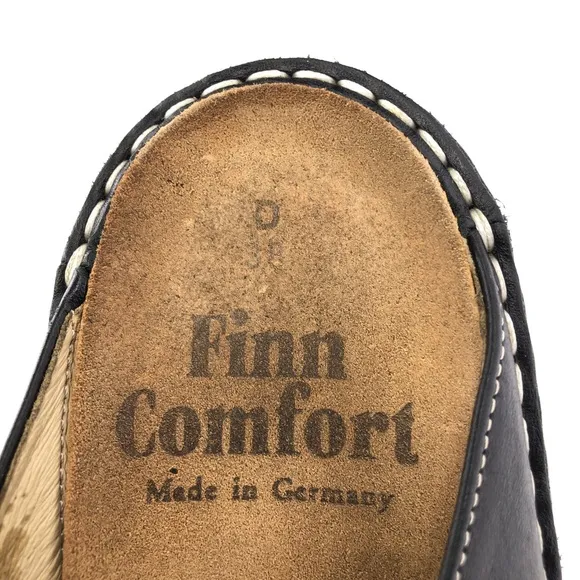 Finn Comfort Stanford Black Leather Mule Sandals EUR 38 D
