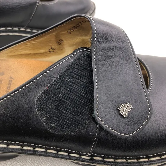 Finn Comfort Stanford Black Leather Mule Sandals EUR 38 D